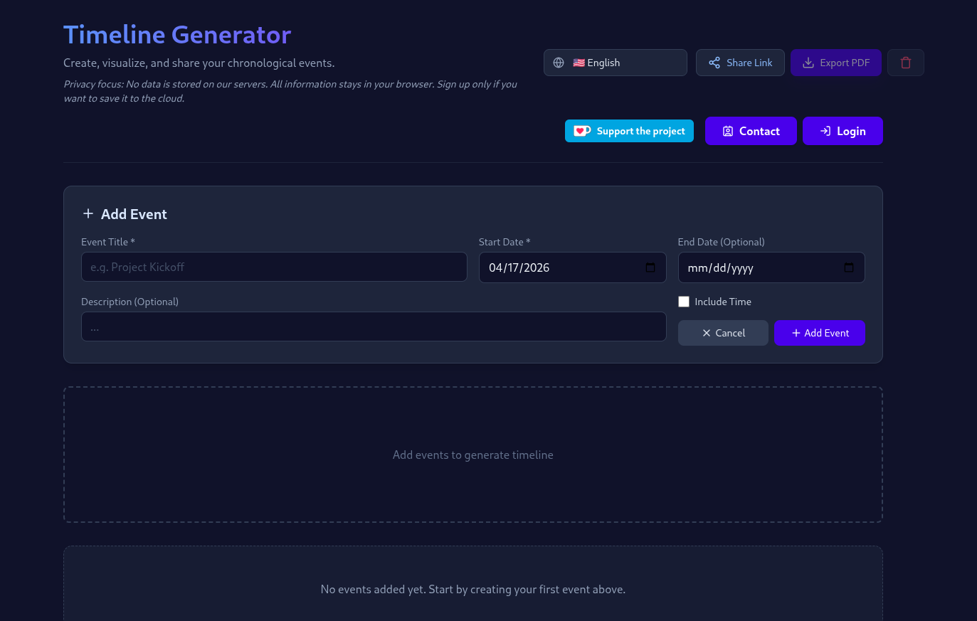 Screenshot do projeto Free Timeline Generator
