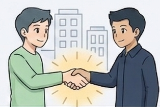 Dois profissionais se cumprimentando